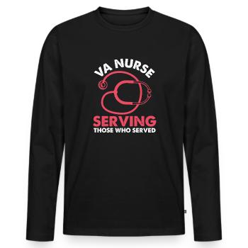 VA Nurse Serving Those Who Served Veterans Nursing - Men's Premium Organic Long Sleeve Shirt - black - Front - Nico (187cm)