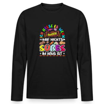 Süßigkeiten Liebhaber Spruch Für Eine Naschkatze - Männer Premium Bio Langarmshirt - Schwarz - Vorne - Nico (187cm)