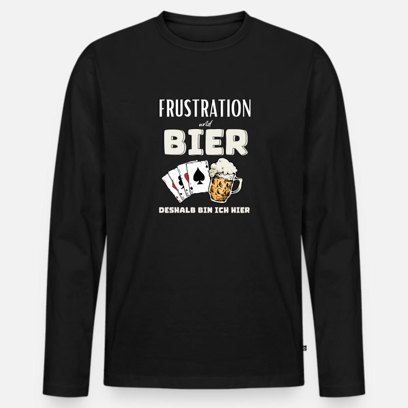 Frustration und Bier - Männer Premium Bio Langarmshirt - Schwarz