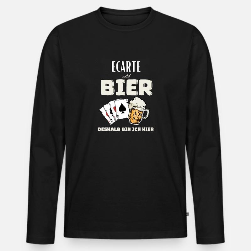 Ecarte und Bier - Männer Premium Bio Langarmshirt - Schwarz