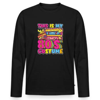 Das ist mein 80er Kostüm - Männer Premium Bio Langarmshirt - Schwarz - Vorne - Nico (187cm)