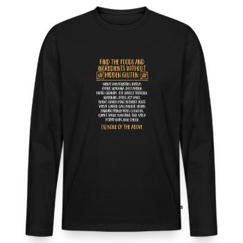 Gluten Free Gluten Intolerance - Men's Premium Organic Long Sleeve Shirt - black - Front - Nico (187cm)