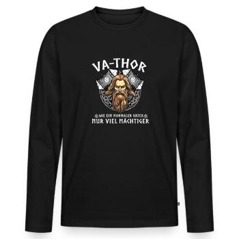 Vathor - Father's Day Father's Day Gift Viking - Men's Premium Organic Long Sleeve Shirt - black - Front - Nico (187cm)