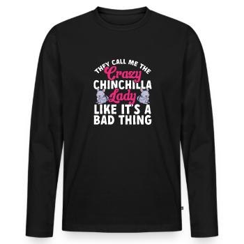 Chinchilla - T-shirt manches longues Premium bio Homme - noir - Devant - Nico (187cm)