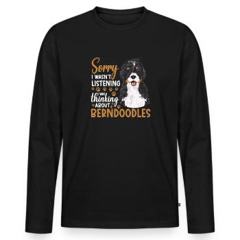 Bernedoodle Dog - Men's Premium Organic Long Sleeve Shirt - black - Front - Nico (187cm)