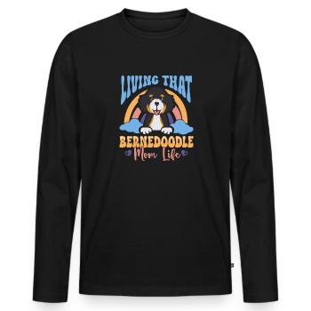 Bernedoodle Hund - Männer Premium Bio Langarmshirt - Schwarz - Vorne - Nico (187cm)
