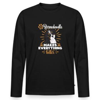 Bernedoodle Hund - Männer Premium Bio Langarmshirt - Schwarz - Vorne - Nico (187cm)