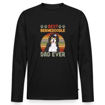 Bernedoodle Dog - Men's Premium Organic Long Sleeve Shirt - black - Front - Nico (187cm)