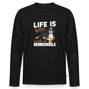 Bernedoodle Dog - Men's Premium Organic Long Sleeve Shirt - black - Front - Nico (187cm)