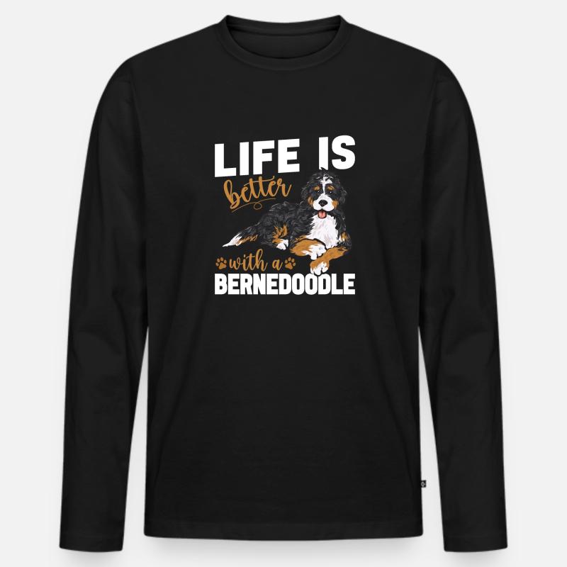 Bernedoodle Hund - Männer Premium Bio Langarmshirt - Schwarz