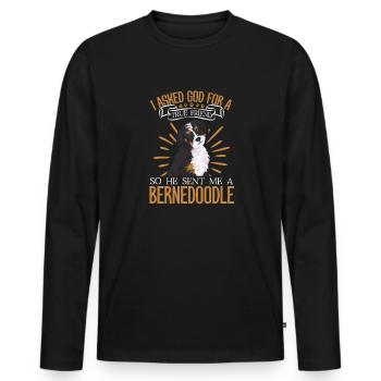 Bernedoodle Dog - Men's Premium Organic Long Sleeve Shirt - black - Front - Nico (187cm)
