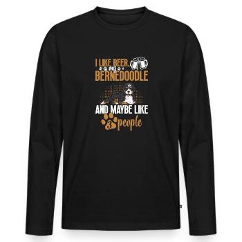 Bernedoodle Hund - Männer Premium Bio Langarmshirt - Schwarz - Vorne - Nico (187cm)