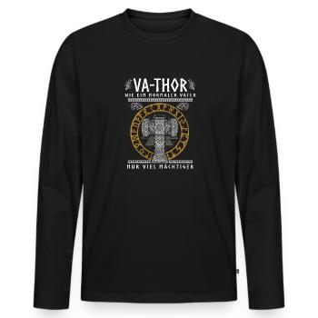 Vathor - Father's Day Father's Day Gift Viking - Men's Premium Organic Long Sleeve Shirt - black - Front - Nico (187cm)