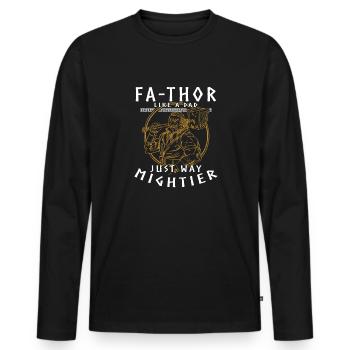 Vathor - Fête des pères Cadeau Fête des Pères Viking - T-shirt manches longues Premium bio Homme - noir - Devant - Nico (187cm)