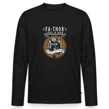 Vathor - Fête des pères Cadeau Fête des Pères Viking - T-shirt manches longues Premium bio Homme - noir - Devant - Nico (187cm)