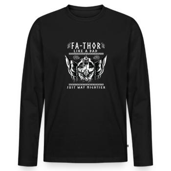 Vathor - Fête des pères Cadeau Fête des Pères Viking - T-shirt manches longues Premium bio Homme - noir - Devant - Nico (187cm)