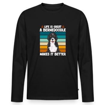 Chien Bernedoodle - T-shirt manches longues Premium bio Homme - noir - Devant - Nico (187cm)