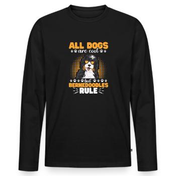 Bernedoodle Dog - Men's Premium Organic Long Sleeve Shirt - black - Front - Nico (187cm)