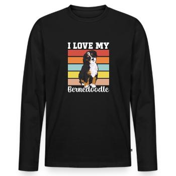 Bernedoodle Hund - Männer Premium Bio Langarmshirt - Schwarz - Vorne - Nico (187cm)