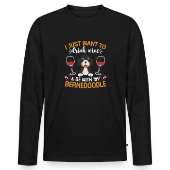 Bernedoodle Dog - Men's Premium Organic Long Sleeve Shirt - black - Front - Nico (187cm)