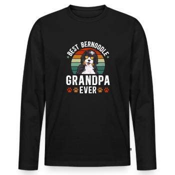 Bernedoodle Dog - Men's Premium Organic Long Sleeve Shirt - black - Front - Nico (187cm)