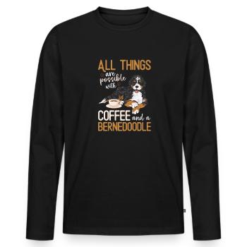 Bernedoodle Hund - Männer Premium Bio Langarmshirt - Schwarz - Vorne - Nico (187cm)