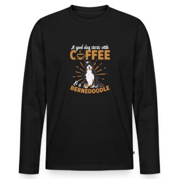 Bernedoodle Hund - Männer Premium Bio Langarmshirt - Schwarz - Vorne - Nico (187cm)