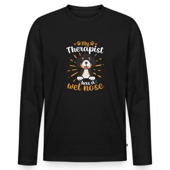 Bernedoodle Dog - Men's Premium Organic Long Sleeve Shirt - black - Front - Nico (187cm)