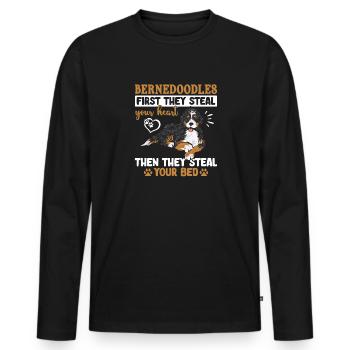 Bernedoodle Dog - Men's Premium Organic Long Sleeve Shirt - black - Front - Nico (187cm)