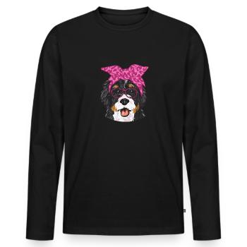 Bernedoodle Dog - Men's Premium Organic Long Sleeve Shirt - black - Front - Nico (187cm)