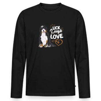 Bernedoodle Dog - Men's Premium Organic Long Sleeve Shirt - black - Front - Nico (187cm)
