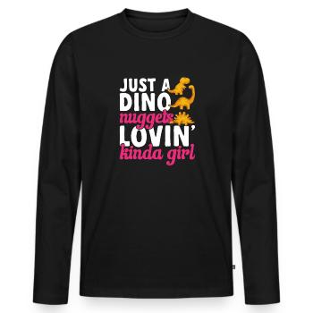 Dino Nuggets Dinosaurier Chicken Nuggets - Männer Premium Bio Langarmshirt - Schwarz - Vorne - Nico (187cm)