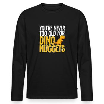 Dino Nuggets Dinosaurier Chicken Nuggets - Männer Premium Bio Langarmshirt - Schwarz - Vorne - Nico (187cm)