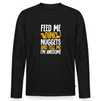 Dino Nuggets Dinosaurier Chicken Nuggets - Männer Premium Bio Langarmshirt - Schwarz - Vorne - Nico (187cm)