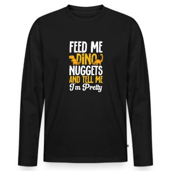 Dino Nuggets Dinosaurier Chicken Nuggets - Männer Premium Bio Langarmshirt - Schwarz - Vorne - Nico (187cm)