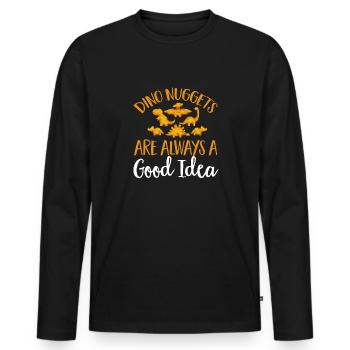 Dino Nuggets Dinosaurier Chicken Nuggets - Männer Premium Bio Langarmshirt - Schwarz - Vorne - Nico (187cm)