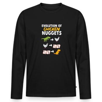 Dino Nuggets Dinosaurier Chicken Nuggets - Männer Premium Bio Langarmshirt - Schwarz - Vorne - Nico (187cm)