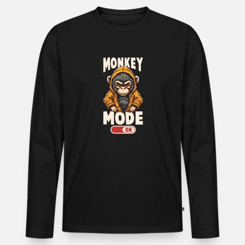Affenmodus Auf - Männer Premium Bio Langarmshirt - Schwarz