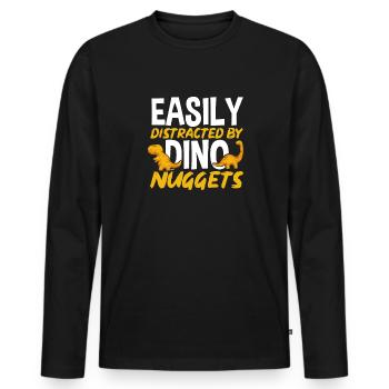 Dino Nuggets Dinosaurier Chicken Nuggets - Männer Premium Bio Langarmshirt - Schwarz - Vorne - Nico (187cm)