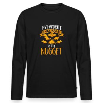 Dino Nuggets Dinosaurier Chicken Nuggets - Männer Premium Bio Langarmshirt - Schwarz - Vorne - Nico (187cm)