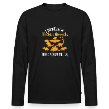 Dino Nuggets Dinosaurier Chicken Nuggets - Männer Premium Bio Langarmshirt - Schwarz - Vorne - Nico (187cm)