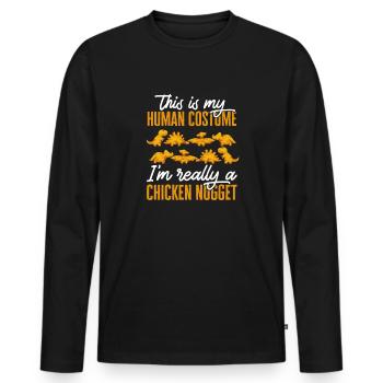 Dino Nuggets Dinosaurier Chicken Nuggets - Männer Premium Bio Langarmshirt - Schwarz - Vorne - Nico (187cm)