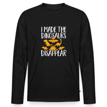 Dino Nuggets Dinosaurier Chicken Nuggets - Männer Premium Bio Langarmshirt - Schwarz - Vorne - Nico (187cm)