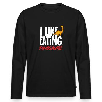 Dino Nuggets Dinosaurier Chicken Nuggets - Männer Premium Bio Langarmshirt - Schwarz - Vorne - Nico (187cm)