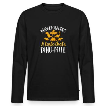 Dino Nuggets Nuggets de poulet dinosaure - T-shirt manches longues Premium bio Homme - noir - Devant - Nico (187cm)