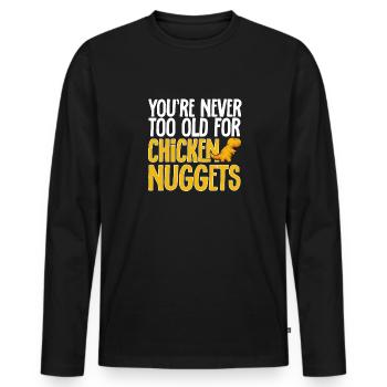 Dino Nuggets Dinosaurier Chicken Nuggets - Männer Premium Bio Langarmshirt - Schwarz - Vorne - Nico (187cm)