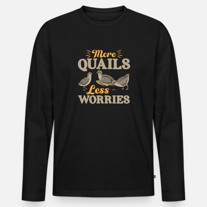 Wachtel Vogel - Männer Premium Bio Langarmshirt - Schwarz