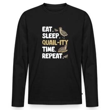 Quail Bird - Men's Premium Organic Long Sleeve Shirt - black - Front - Nico (187cm)