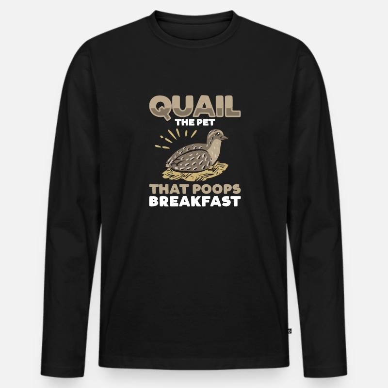 Wachtel Vogel - Männer Premium Bio Langarmshirt - Schwarz