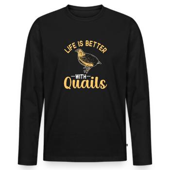 Quail Bird - Men's Premium Organic Long Sleeve Shirt - black - Front - Nico (187cm)